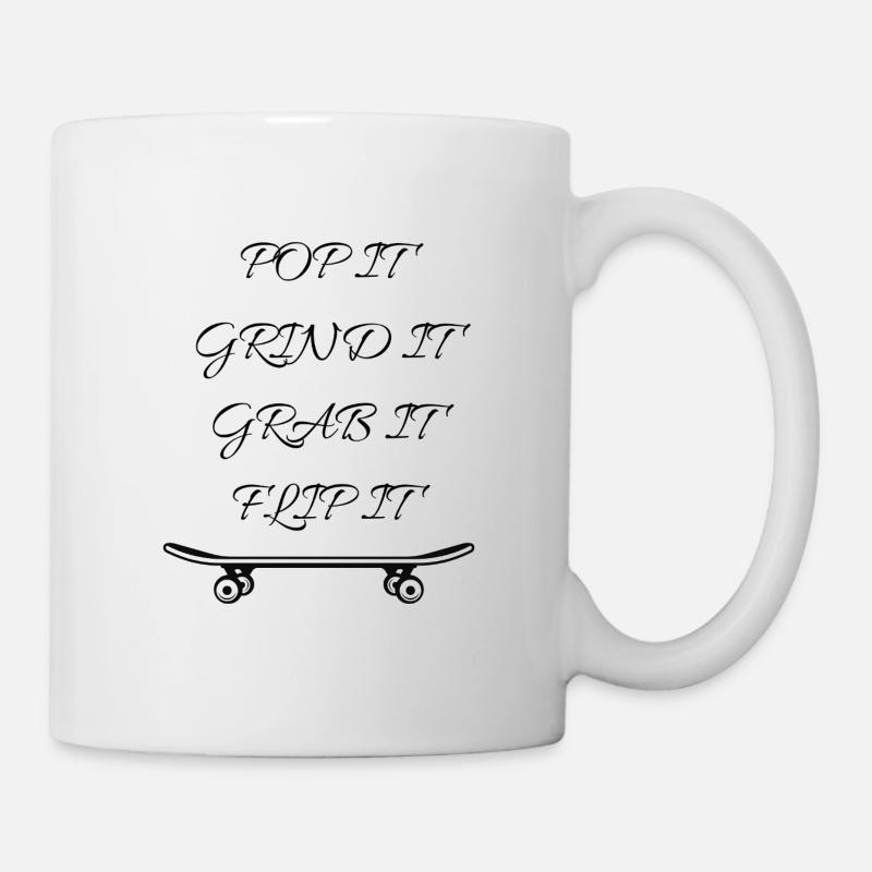 Minimal Skateboard Outline - Mug - white