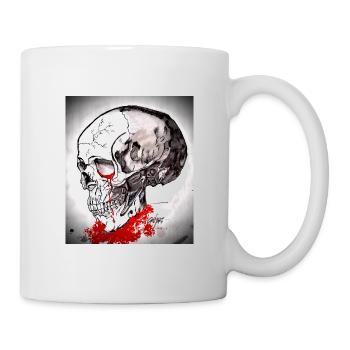 Blutiger Schädel Skizze - Tasse - Weiß - Rechts