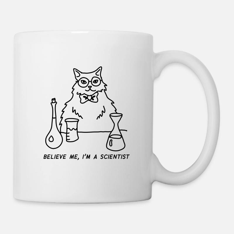 croyez-moi je suis un scientifique chat chimie phd - Mug blanc - blanc