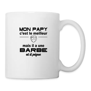 Mon papy c'est le meilleur il a une barbe il pique - Mug blanc - blanc - Droite