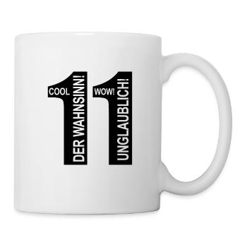 11. Geburtstag Wow Lustiges Motiv Nummer Ziffer 11 - Tasse - Weiß - Rechts