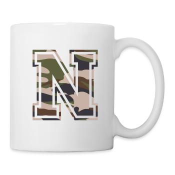 N, Monogram, Camouflage Green-Brown - Mug - white - Right