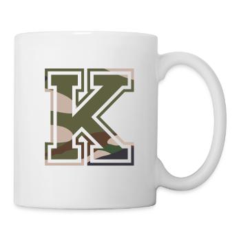 K, Monogram, Camouflage Green-Brown - Mug - white - Right