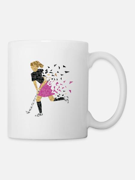 Hockeyspielerin schwarz pink - Tasse - Weiß