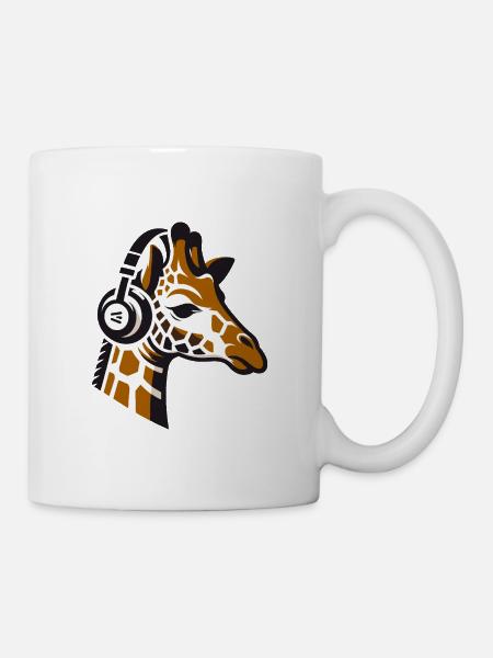 Giraffe mit Kopfhörern - Tasse - Weiß