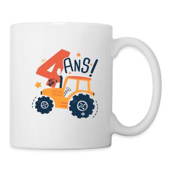 4 ans anniversaire tracteur - Mug blanc - blanc - Droite