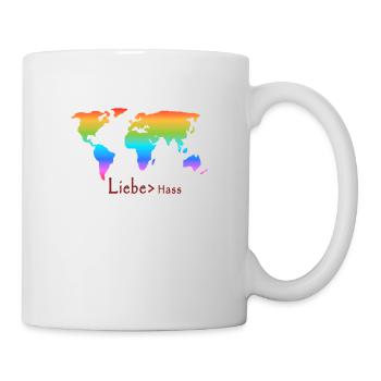 Liebe>Hass. Liebe für alle. - Tasse - Weiß - Rechts