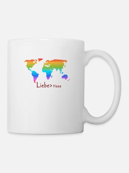 Love>hate. Love for all. - Mug - white
