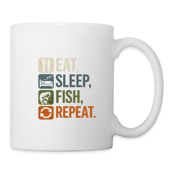 Mange, dors, poisson, pêcheur répète Dit la conception de la pêche - Mug blanc - blanc - Droite