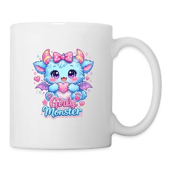 Girly Monster – Monstre Bleu & Rose Kawaï - Mug blanc - blanc - Droite