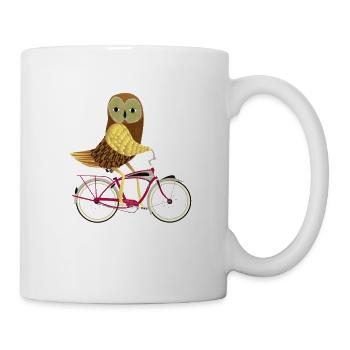 Owl on a Bike - Mug - white - Right