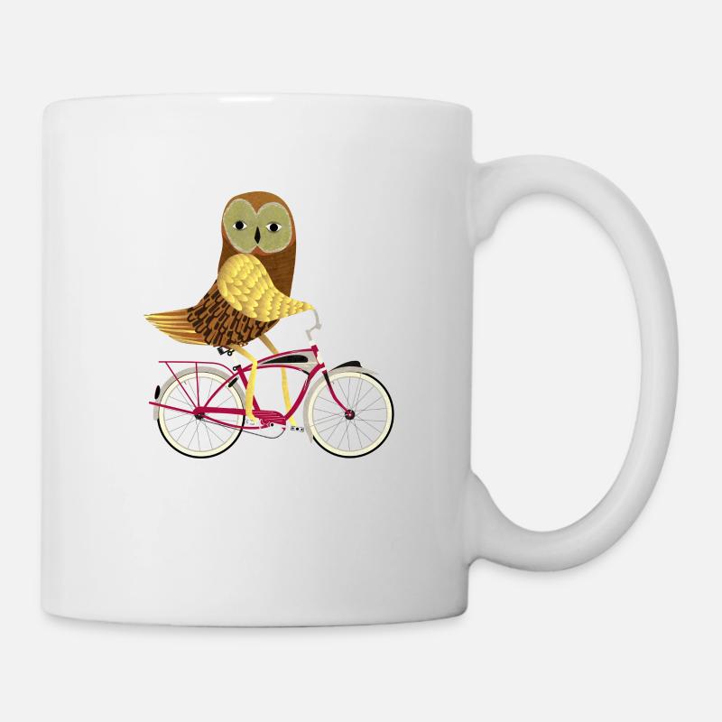 Owl on a Bike - Mug - white