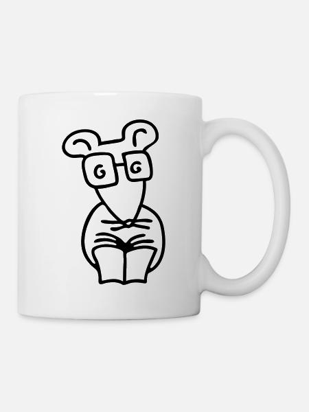Leseratte - Line - Tasse - Weiß