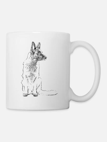Schäferhund sitzend - Tasse - Weiß