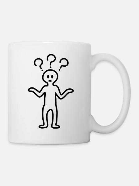 Fragezeichen Männchen - Line - Tasse - Weiß