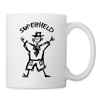 Kinderzeichnung Superheld - Tasse - Weiß - Rechts