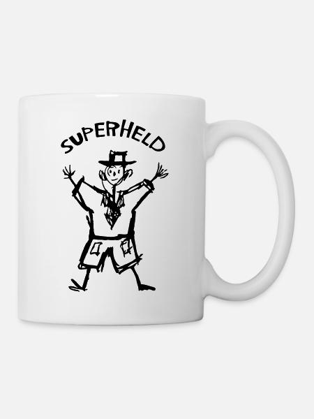Kinderzeichnung Superheld - Tasse - Weiß