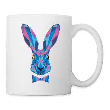 Hase Fliege Feldhase Langohr bunt Kaninchen Löffel - Tasse - Weiß - Rechts