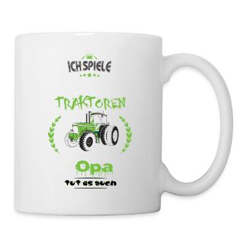 Landwirt Opa mit Traktor Liebhaber Geschenk Tshirt - Tasse - Weiß - Rechts