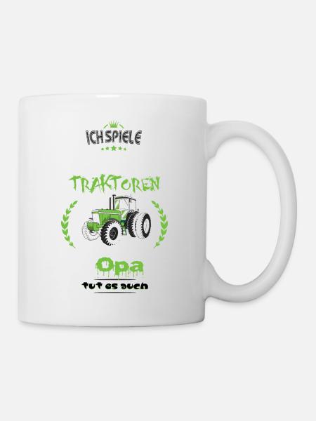 Landwirt Opa mit Traktor Liebhaber Geschenk Tshirt - Tasse - Weiß