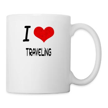 I Love Hobby Present bday TRAVELING - Tasse - Weiß - Rechts