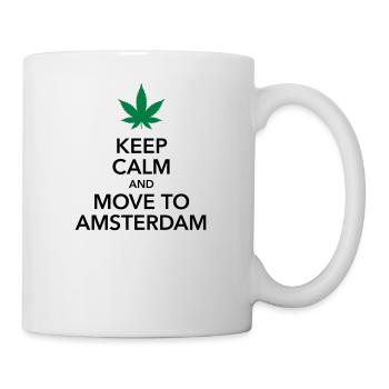 keep calm move to Amsterdam Holland Cannabis Weed - Tasse - Weiß - Rechts