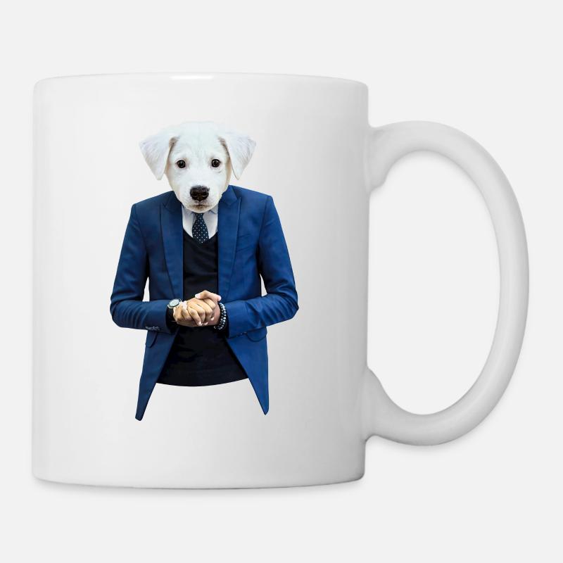 Hund im Anzug 001 - Tasse - Weiß