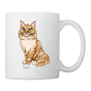 Rote Katze norwegische Waldkatze Illustration - Tasse - Weiß - Rechts