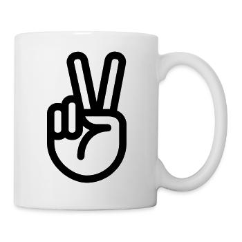Finger - Hand Sign Peace - Mug - white - Right