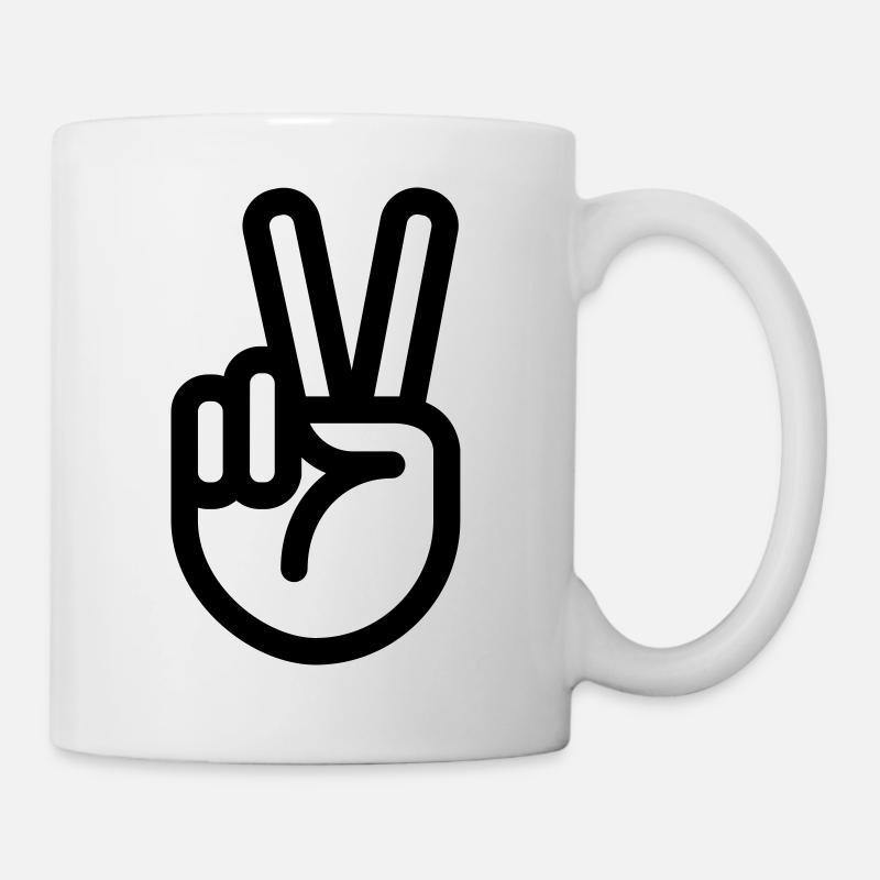 Finger - Handzeichen Peace - Tasse - Weiß
