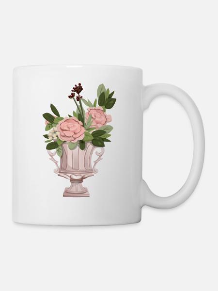 Rosensträussen - Tasse - Weiß
