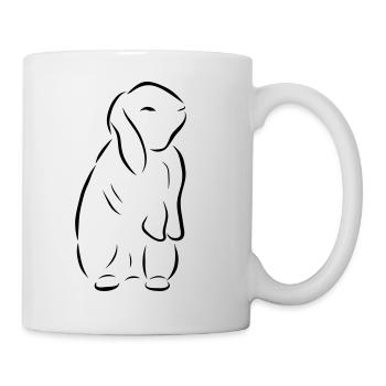 stehendes Häschen Hase Kaninchen Zwergkaninchen - Tasse - Weiß - Rechts