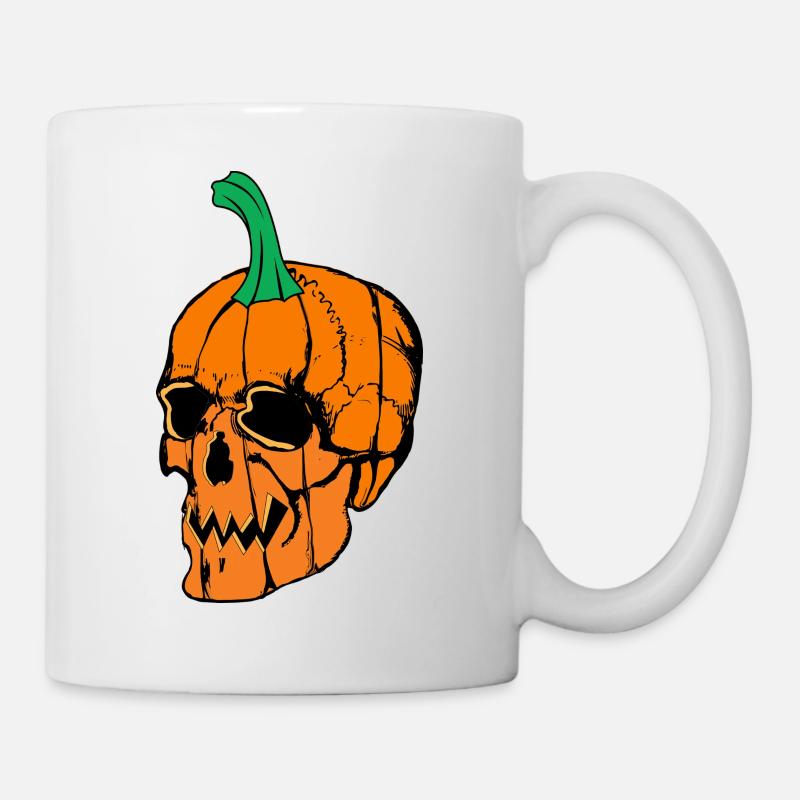 Halloween skull pumpkin - Mug - white