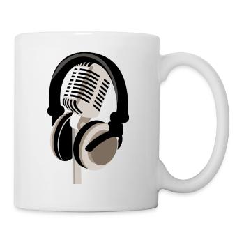 Mikrofon mit Kopfhörern - Tasse - Weiß - Rechts