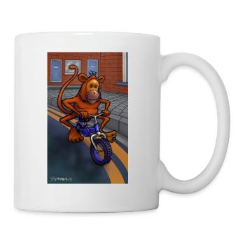 Monkey on a bicycle - Mug - white - Right