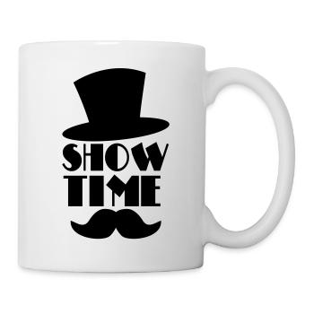 SHOW TIME clown circus hat and moustache - Mug - white - Right