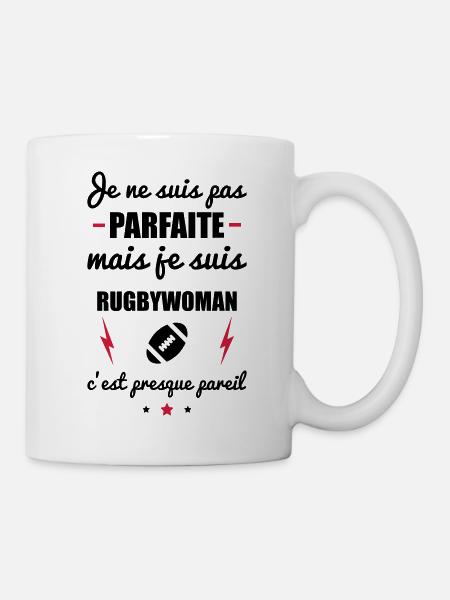 pas parfaite mais rugby, idée cadeau rugbywoman - Mug blanc - blanc