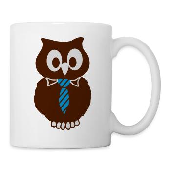 Chouette avec cravate - 3 couleurs - Mug blanc - blanc - Droite