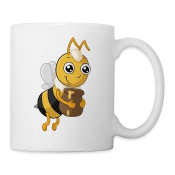 Fleißige Comic Honig Biene - Tasse - Weiß - Rechts