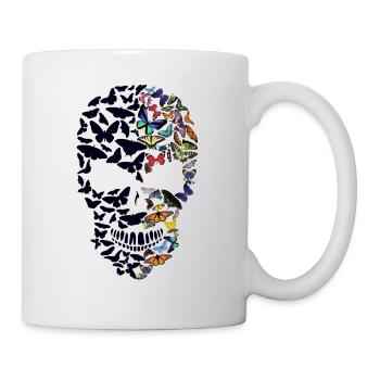 tete de mort papillon skull forme crane coter fant - Mug blanc - blanc - Droite