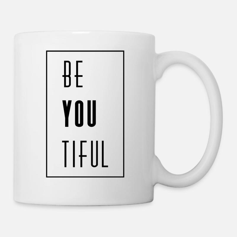 Be Youtiful Be yourself word game gift idea - Mug - white