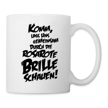Rosarote Brille schauen - Tasse - Weiß - Rechts