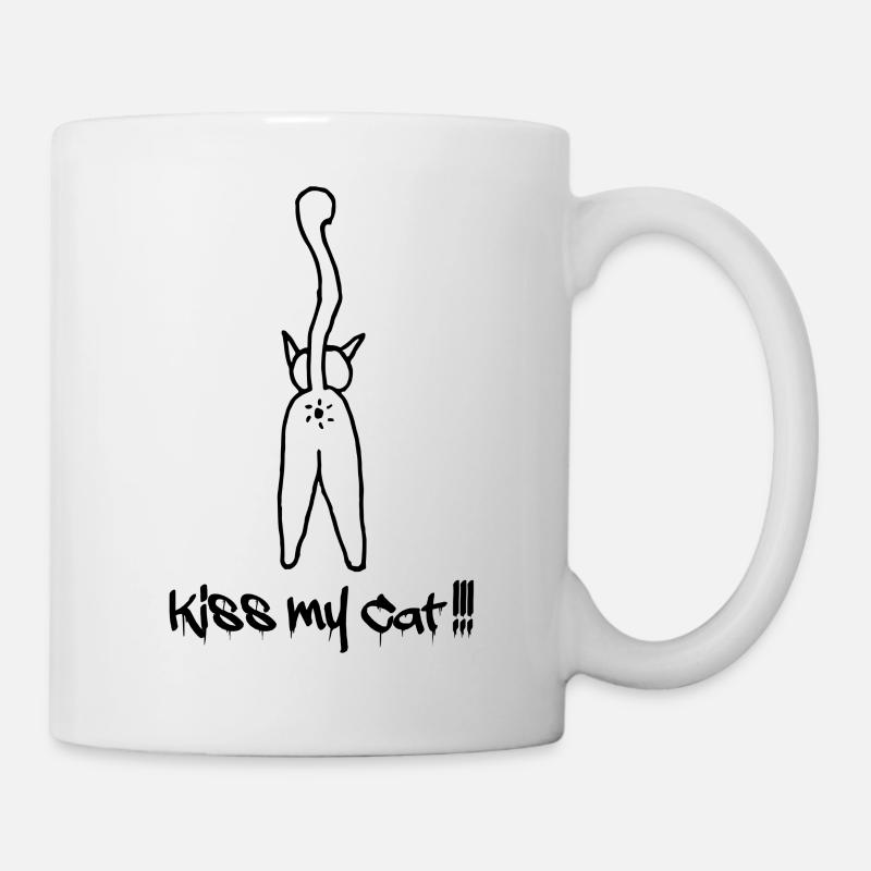 Küss meine Katze !!! / SCHWARZ - Tasse - Weiß