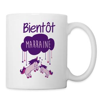 bientôt marraine licorne, future marraine - Mug blanc - blanc - Droite