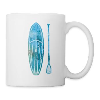 Stand Up Paddle Board SUP with Paddle Watercolor - Mug - white - Right