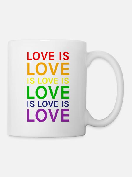 Love is Love is Love is Love Regenbogen - Tasse - Weiß