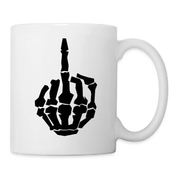 Mittelfinger Skelett - FUCK YOU - Tasse - Weiß - Rechts