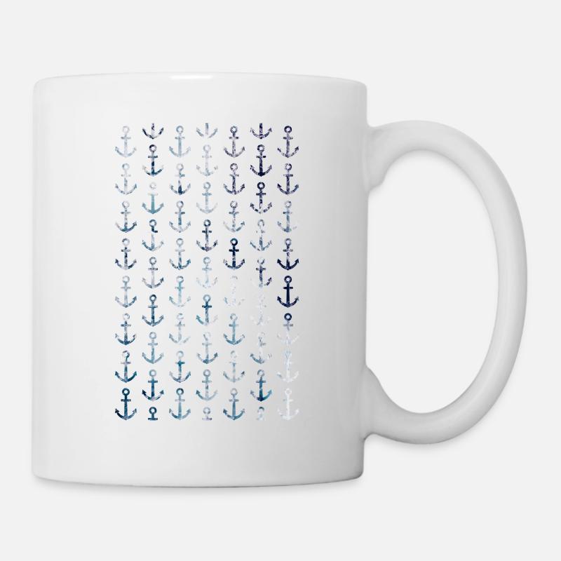 Modèle d'ancre maritime dans le style vintage - Mug blanc - blanc