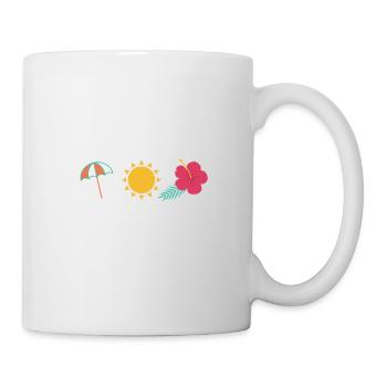 Palmen Herz, Sonne, Meer, Strand, beach party, - Tasse - Weiß - Rechts