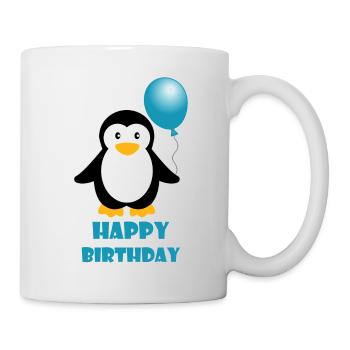 Happy Birthday Pinguin Geschenk Geburtstag - Tasse - Weiß - Rechts